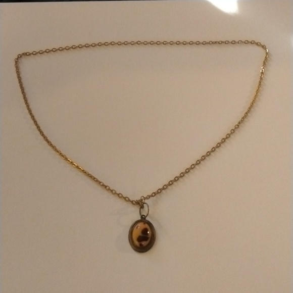 Yellow Brown Stone Gold Necklace. - Picture 1 of 4